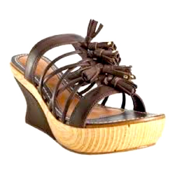 Anthropologie Shoes - Anthropologie Leif's Dottir Brown Wedge Clogs w/ Tassles